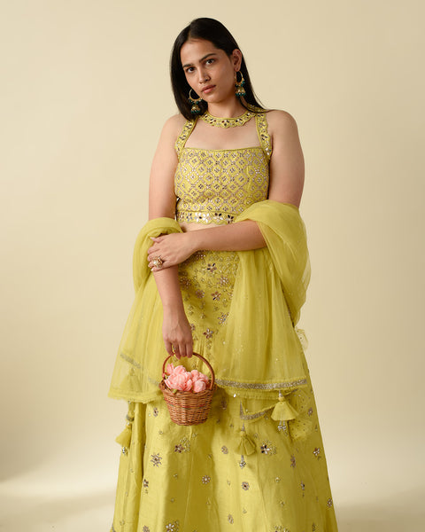 Yellow Party Wear light Lehenga
