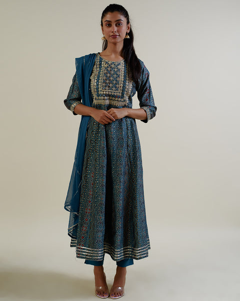 Aegean Blue Anarkali Suit