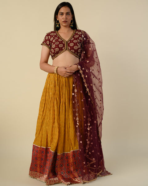Mustard Yellow Banarasi Georgette light Lehenga