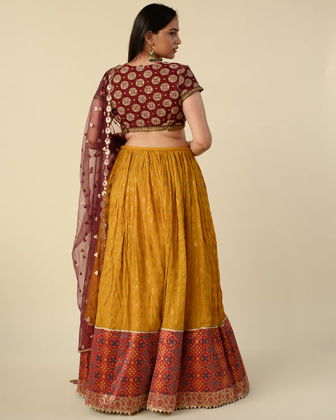 Mustard Yellow Banarasi Georgette light Lehenga