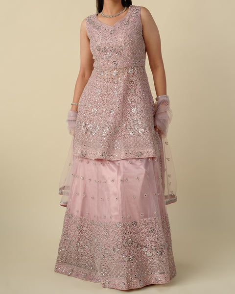 Baby Pink Sharara Style Suit