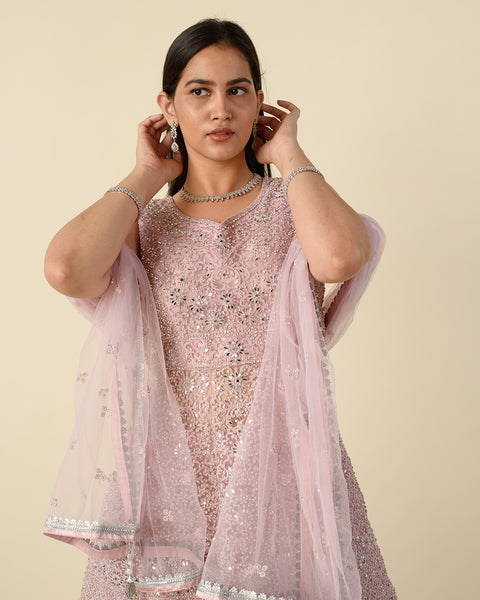 Baby Pink Sharara Style Suit