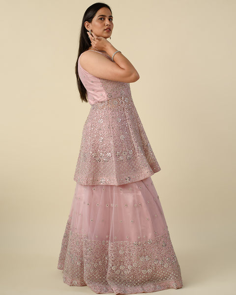 Baby Pink Sharara Style Suit