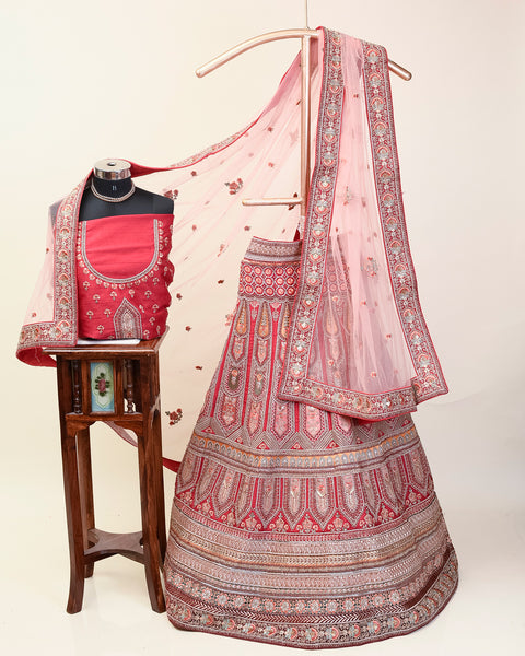 Rose Pink Silk Bridal Lehenga