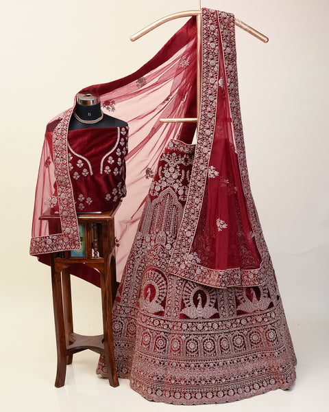Red Velvet Bridal Lehenga