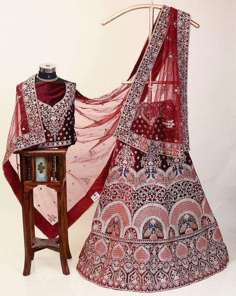 Red Velvet Bridal Lehenga