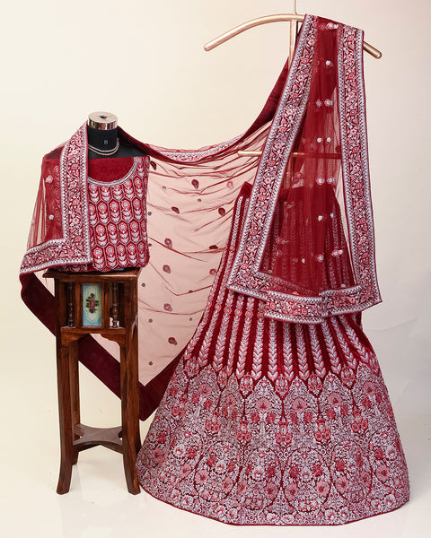 Red Velvet Bridal Lehenga
