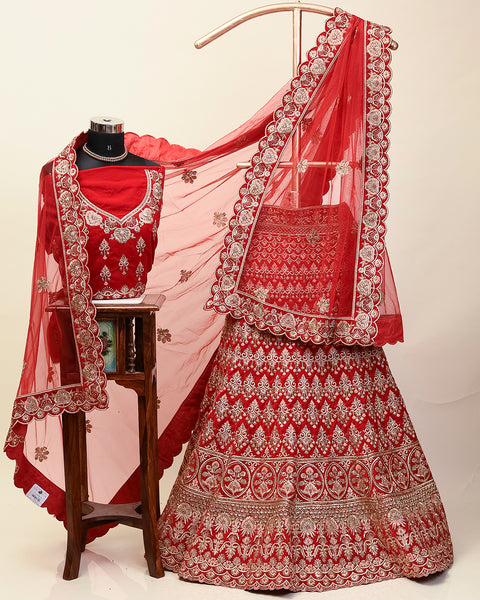 Corsa Red Velvet Bridal Lehenga