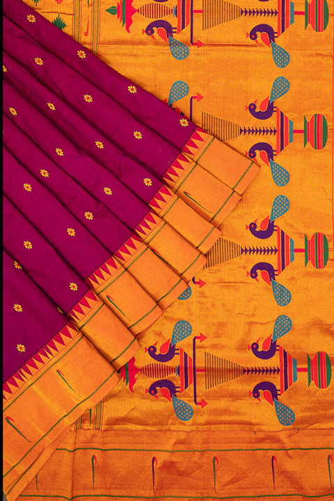 The Imperial Purple Paithani Pure Silk Saree with Muniya Border