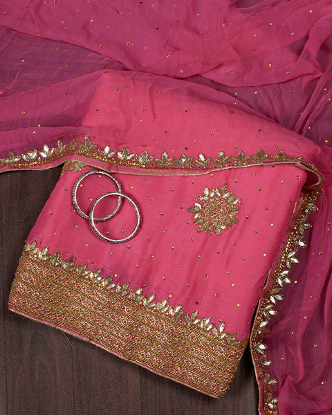 Fuscha Pink Semi Stitched Salwaar Suit