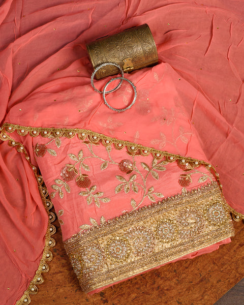 Peach Echo Semi Stitched Salwaar Suit