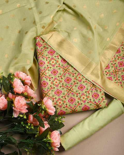 Green Tea Semi Stitched Salwar Suit